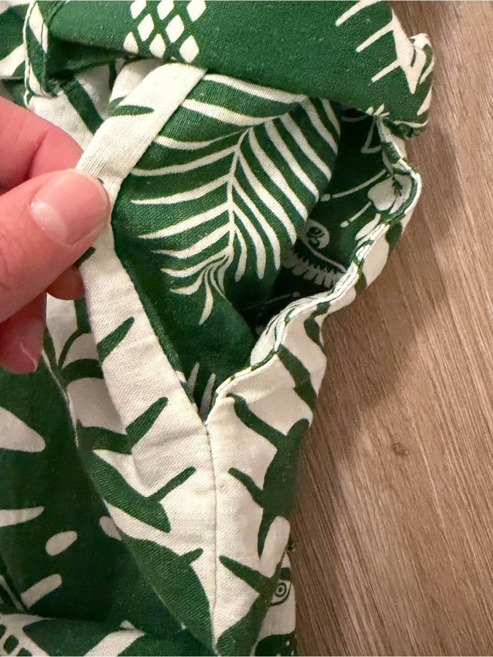Farm Rio Green & White Tropical Print Romper with Beaded Belt and Pockets - Picture 9 of 17